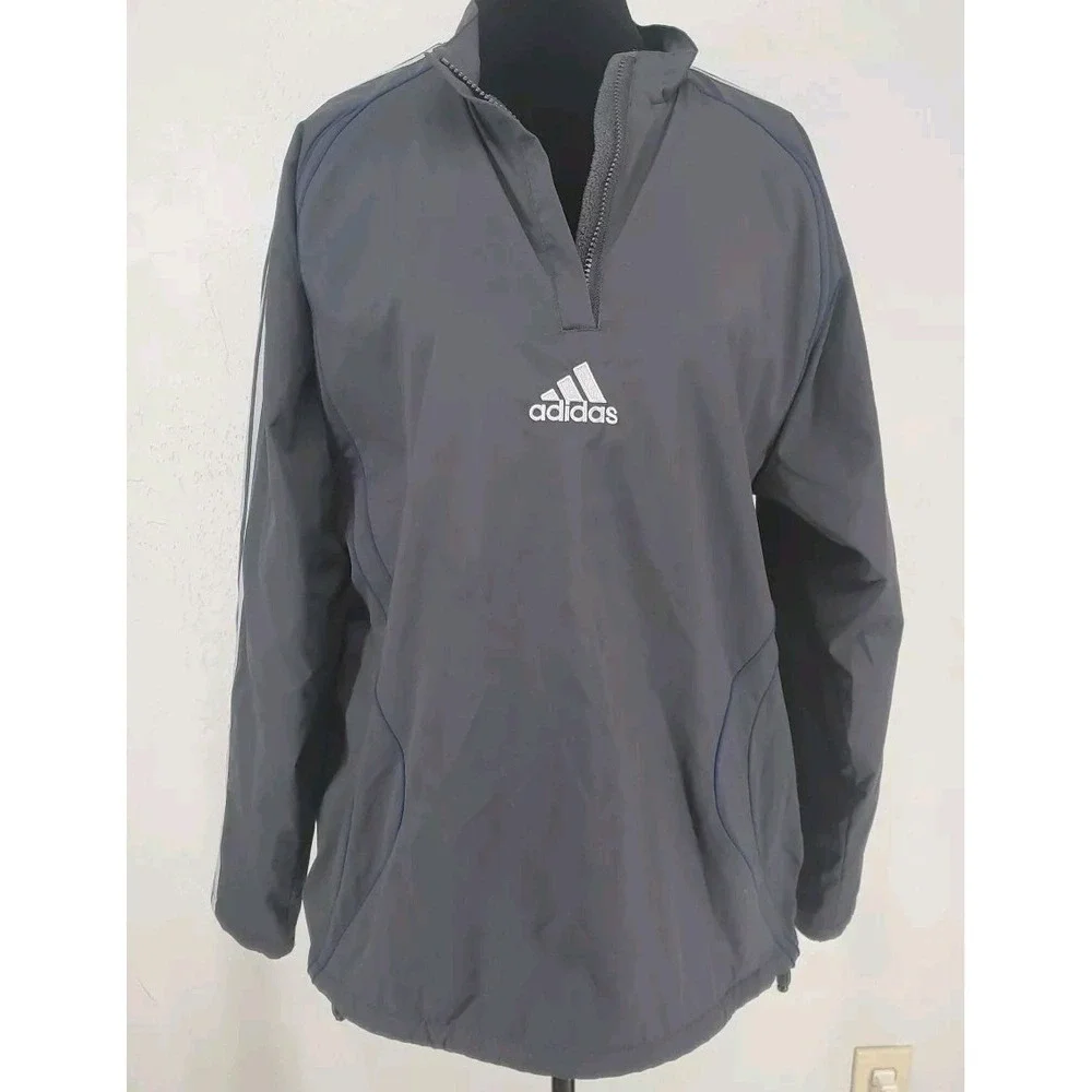 Adidas Small | Blue Grey Reversible Lightweight Windbreaker Pullover Mens
